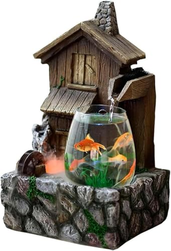 Aquarium aus Glas, oval, verdickt, kleine Hausform, Aquarium, ökologisches Aquarium für den Schreibtisch, Dekoration für den Innenbereich, Aquarium-Set-Standard von HTDSVTD