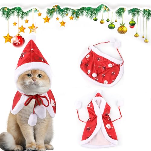 Weihnachten Hund Katze Kostüm Weihnachten Haustier Kleidung Umhang des Weihnachtsmanns für Haustiere Hundeweihnachts Mantel für Hund Katze Weihnachts Neujahr Lustige Anzieh Party von HTGWCG