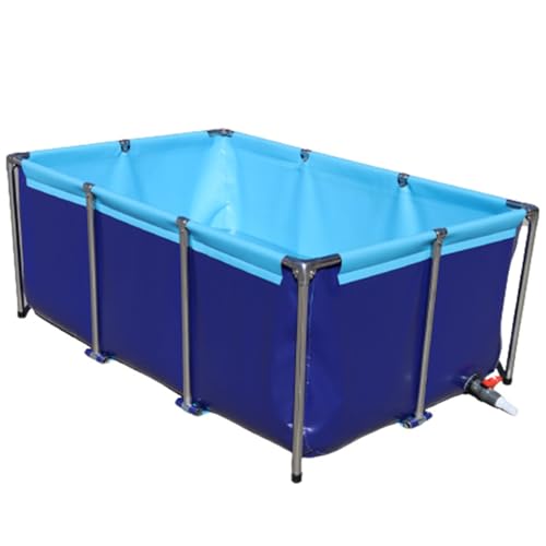 Aquarium-Pool, PVC-Leinen-Teiche mit Ablassventil, temporärer Fäkalientank für Salzwasserfische, 0,7-mm-Planen-Wasserspeicherpool für schwimmende Koi-Fisch-Schildkröten,120 * 100 * 60cm von HTIANMM