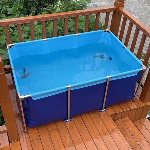 Pool oberirdischer Aquarium-Pool-Teich mit Ablassventil, PVC-Leinwand mit Stahlrahmen für Teiche, Aquarium, Koi-Goldfisch, tragbarer Wasserspeichertank, faltbar,100 * 60 * 50cm von HTIANMM