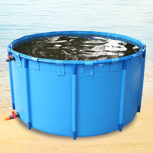 Teiche aus PVC-Leinwand, Pool über dem Boden, für Aquarien, Fischteich, kreisförmiger Verdickungspool mit Ablassventil, große Außenplane für Koi-Kultur-Wasserspeichertank,2.5x1m von HTIANMM