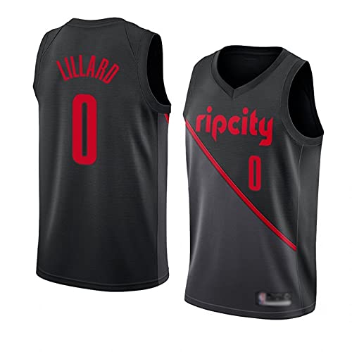 Bläzërs 0# Lïllärd Basketball Jersey New Hot Prestud Men's Fan-Trikot Black Red-XL von HTTC