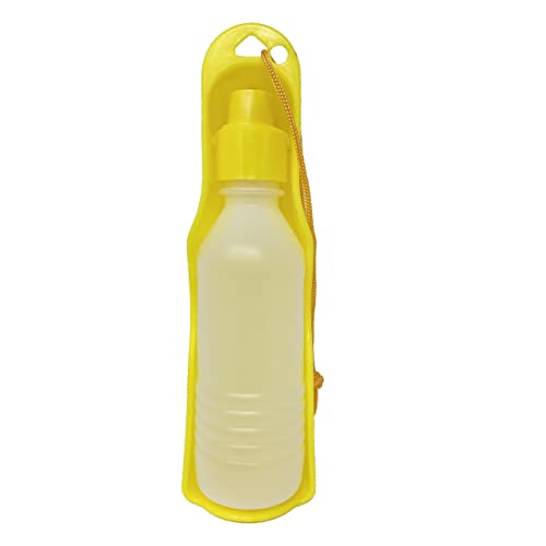 HTUK® Tragbare Wasserflasche für Reisen, Haustier-Trinkwasser-Fütterungswerkzeug, mobil, universeller Wasserspender für Hunde, sicher und langlebig, 250 ml, Gelb von HTUK
