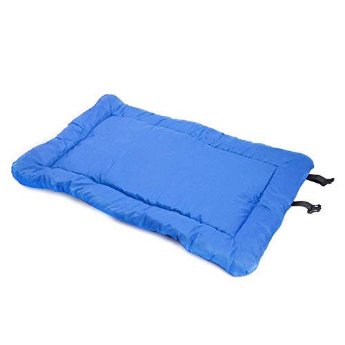 HTYG Großes Hundebett für die Reise-tragbares Hundekissen im Freien-rutschfeste Hundematte-Autositz-Camping-leicht zu tragen-90 x 60 cm (Blau) von HTYG