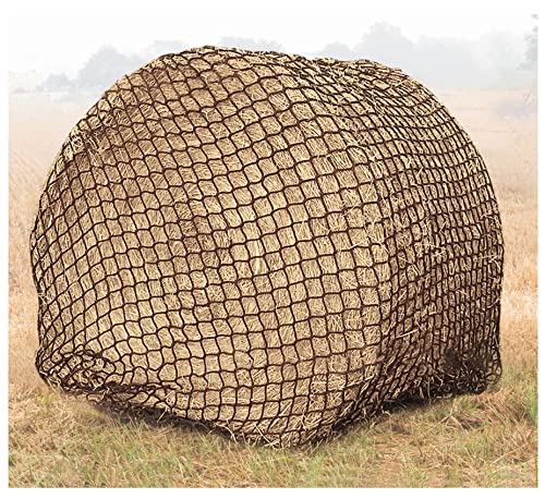 HUAGHEE Heunetze für Pferde - 1,8 x 1,8 m dickes Heunetz langsamer Futterspender - rundes Ballen-Heunetz 3,8 cm Löcher passend für Ballen [4x4-6x6]" oder [3x3x8-4x4x8], Heubeutel für Nutztiere von HUAGHEE