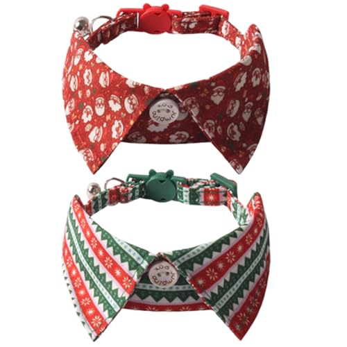 HUAJINGKEJI 2 x Weihnachts-Katzenhalsband, regulierbares Hundehalsband, bequemes Katzenhalsband, Haustierzubehör von HUAJINGKEJI