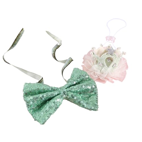 HUAJINGKEJI Hochzeitshalsband für Katzen, glitzernde Schleife, Krone, Anzugkragen, Fliege, Halsband, Prinzessin, Mädchen, Hundehalsband, Pailletten von HUAJINGKEJI