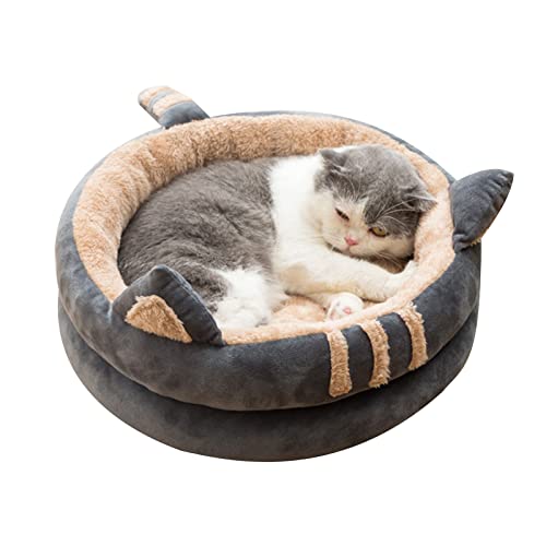 HUAJINGKEJI Katzenbett, rundes Haus, kleines Kätzchen, Plüsch-Schlafbett, pelzige Sitzstange, Bettwäsche für Haustiere, Katzen, kleine Hunde, verdicktes Futter von HUAJINGKEJI