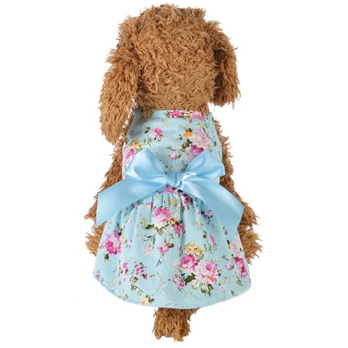 HUANGANG Blumenkostüm für Mädchen und Hunde, Strandkleid, buntes Kleid für Welpen, Hunde und Katzen, Schleifenkleid von HUANGANG