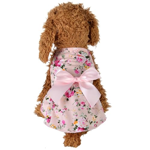 HUANGANG Blumenkostüm für Mädchen und Hunde, Strandkleid, buntes Kleid für Welpen, Hunde und Katzen, Schleifenkleid von HUANGANG