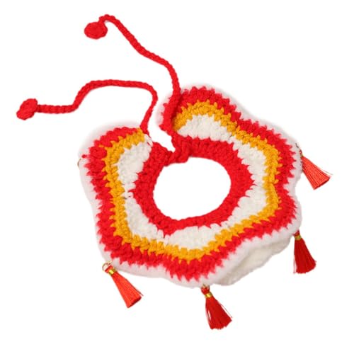 HUANGANG Festival Pet Löwen Tanzschal, Halsband, verstellbar, gestrickt, Löwen, tanzende Halsbekleidung und Hund, chinesisches Neujahrsrequisiten von HUANGANG