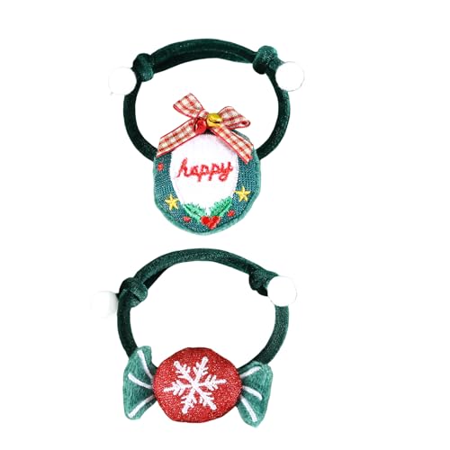 HUANGGG Haustierhalsband mit Weihnachtsmotiv, verstellbar, Katzenhalsband, Halsbekleidung, Hundezubehör, 2 Stück, für Haustier-Outfit, Festival, Katzen, Halsbekleidung von HUANGGG