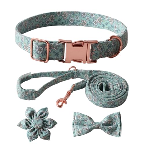 HUANGGG Hundehalsband + Leine + Krawatte, verziert mit Blumenschleife, geeignet für alle Haustierbesitzer, die Mode und Haltbarkeit suchen von HUANGGG