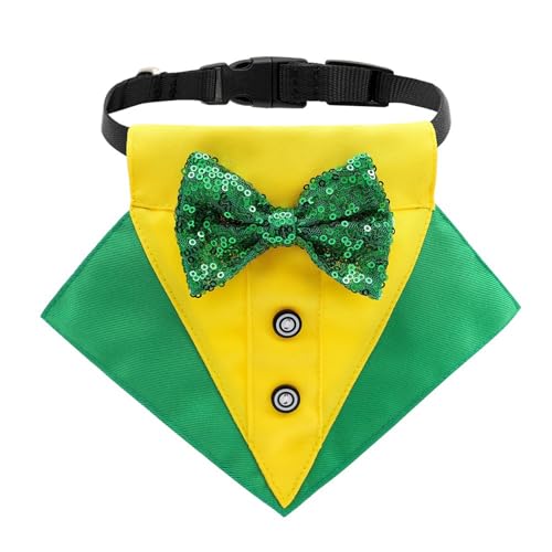 HUANGGG Patrick Day Hundehalstuch, Dreiecks-Lätzchen mit Schleifen, Halsband, Haustier-Schal, Grün von HUANGGG