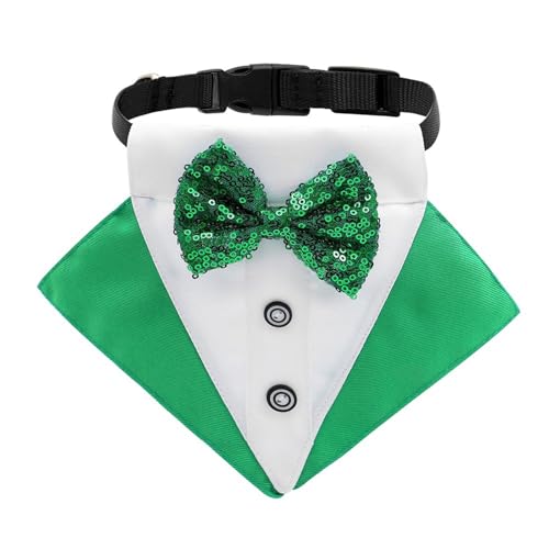 HUANGGG Patrick Day Hundehalstuch, Dreiecks-Lätzchen mit Schleifen, Halsband, Haustier-Schal, Grün von HUANGGG