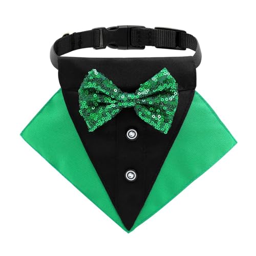 HUANGGG Patrick Day Hundehalstuch, Dreiecks-Lätzchen mit Schleifen, Halsband, Haustier-Schal, Grün von HUANGGG