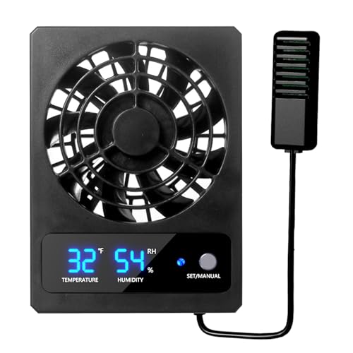 HUANGGG Terrarien Ventilator Hängende Kühler Terrarien Kühlventilator mit LED Temperaturanzeige Reptilien Tanks Luftkühler Gerät von HUANGGG