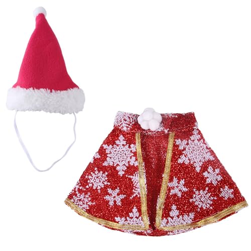 HUANGGG Weihnachtliches Hundekostüm, Umhang und Mütze, Set für Haustiere, Katzen, Hunde, Festivals, Verkleidungen, Hunde-Party-Outfit, Cosplay-Zubehör von HUANGGG