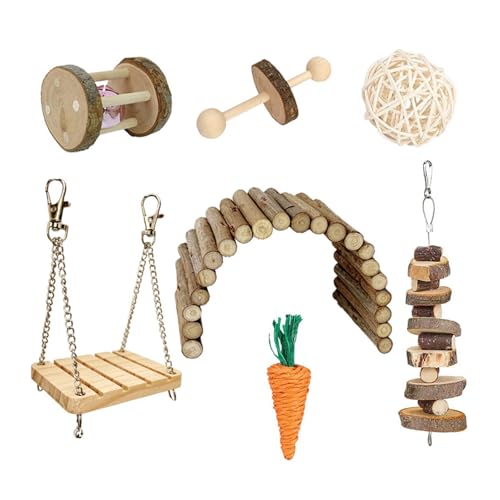HUANGING Hamster-Spielzeug-Set mit Wippe, handgewebtes Rattan-Spielzeug, Holzbrücke, Schaukel, Spielzeug, Papagei, Kletterspielzeug, Kleintier-Spielset, 8 Stück HUANGING Hamster-Spielzeug-Set mit Wippe, handgewebtes Rattan-Spielzeug, Holzbrücke, Schaukel, Spielzeug, Papagei, Kletterspielzeug, Kleintier-Spielset, 8 Stück von HUANGING