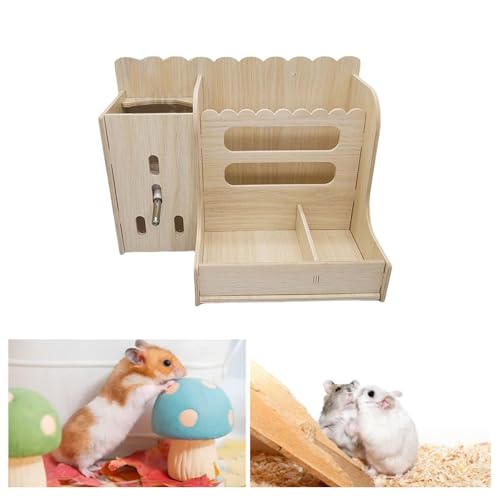 HUANGTNG Holz Kaninchen Heu Futterbox mit Wasserflaschenhalter Kleintierfutter Heu Krippe für Kleintiere Kaninchen von HUANGTNG