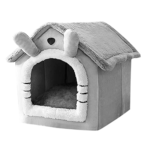 Bett Indoor Warm Höhle Plüsch Nest Schlafbett Schöne Hüttenform Welpe Winter für Katzen und Kleine Hunde von HUANIZI