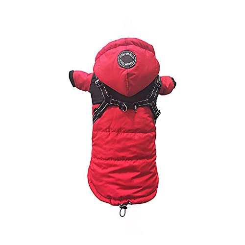 1Pcs Hundebekleidung Herbst und Winter wasserdicht und warm Brust und Rücken Pomeranian Snow Teddy Hundebekleidung,rot,2XL von HUANSUN