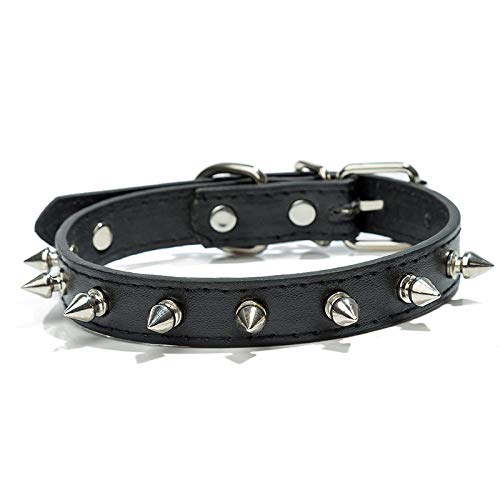 1pc Stachelbesetzte Leder Hundehalsbänder für kleine mittelgroße Hunde Hundehalsband Nieten Haustierprodukte Halsband,Schwarz,L von HUANSUN