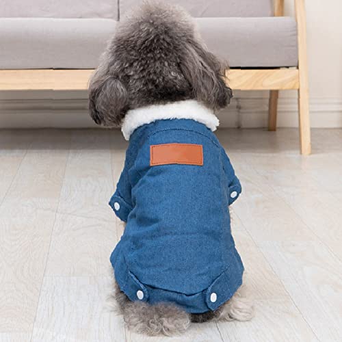 3 Farben Hundebaumwollkleidung Herbst- und Winterkleidung Haustierkleidung Winddichte und samtige warme Füße Winter Teddy Corgi,Blau,xs von HUANSUN