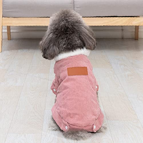 3 Farben Hundebaumwollkleidung Herbst- und Winterkleidung Haustierkleidung Winddichte und samtige warme Füße Winter Teddy Corgi,Rosa,XL von HUANSUN