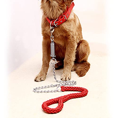 Alloy Hundehalsband Strong Spring Halskette mit Zugseil für mittlere und große Hundehalsbandzubehör,rot,M von NC