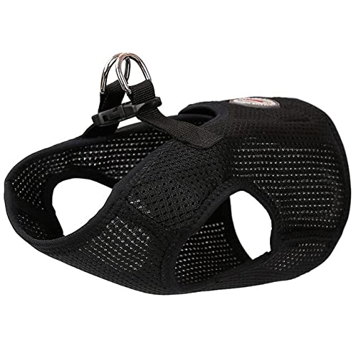 Atmungsaktives Mesh-Hundegeschirr No Pull Hundegeschirr Weste für kleine mittelgroße Hunde Leichtes Anti-Breakaway-Verstellbar,Schwarz,L 44,52cm Brust von HUANSUN