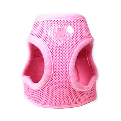 Atmungsaktives Mesh-Hundegeschirr No Pull Weiches Welpenwesten-Geschirr für kleine Hundekatze Chihuahua Yorkie Heimtierbedarf Rosa XS,Rosa,M Brust 35,39cm von HUANSUN