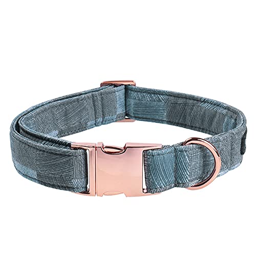 Blaugrau gestreiftes Hundehalsband mit Fliege Weiches und Baumwollstoffhalsband Metallschnalle verstellbar,Kragen,XL von NC