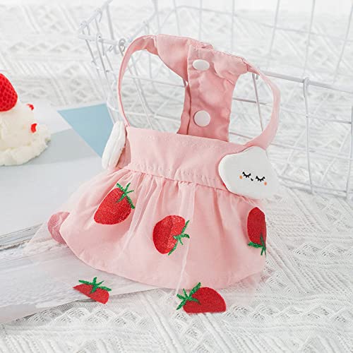 Cloud Strawberry Net Gaze Rock Pet Kleidung Hunderock Frühling und Sommer Dünne Katzenkleidung,Rosa,S von HUANSUN