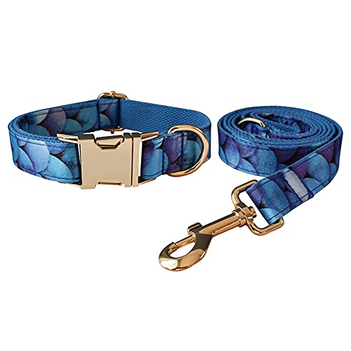 Drucken Hundehalsband Personalisierte Haustier Welpenhalsbänder, Hundehalsband Leine Set,L von NC