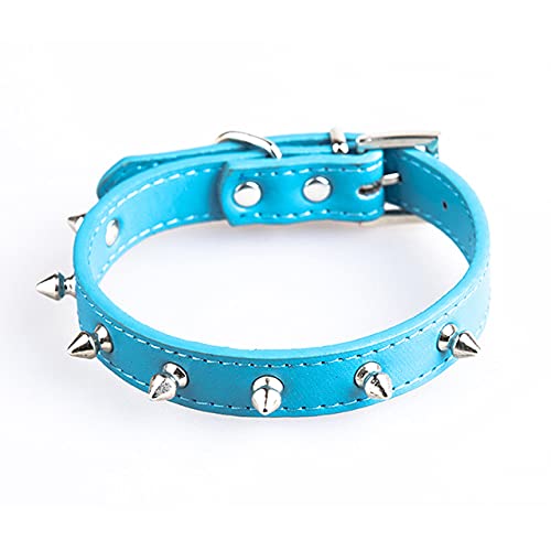 Einreihige Scharfe Spike Nieten Leder Hundehalsband Katze Halskette Punk Style Gürtel Waren für Haustierprodukte,Blau,XL von HUANSUN