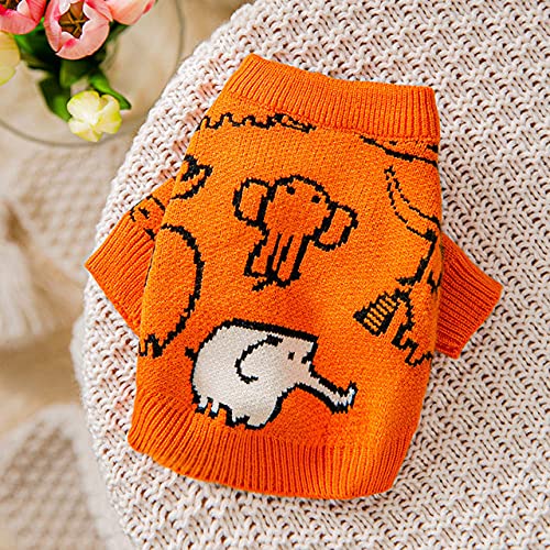 Elefant Pullover Haustier Hund Kleidung Warm Stricken Kleidung Hunde Kostüm Niedliche Baumwolle Frühling Herbst Orange Junge Maskottchen,1,S von NC