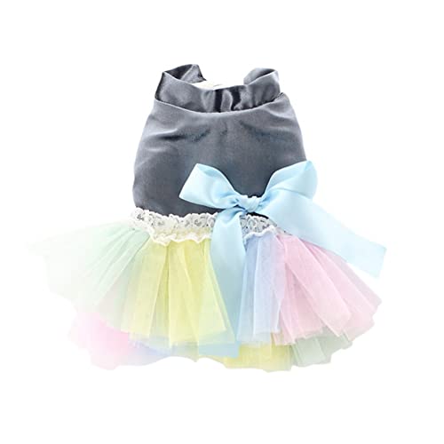 Farbige Bowknot Prinzessin Kleider Mode Haustier Kleid Kleidung Niedliches Hündchen Welpen Hund Mesh Kleid Petite Weste Outfit Kostüme,Grau,L von HUANSUN