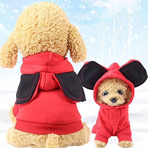 Feste Hundebekleidung Herbst Katze Hunde Hoodie Winter Welpen Outfit Hundekostüm Weiche Kleidung Für Kleine Hunde Haustierjacke,Schwarzes Ohr,M 2,3KG von HUANSUN