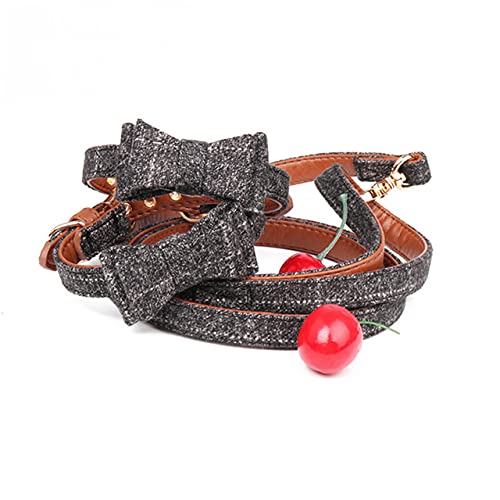 Fliege Hundehalsband Gitter Plaid Hund Katzenhalsbänder Halskette Zubehör für Welpen Heimtierbedarf,grau,M von HUANSUN