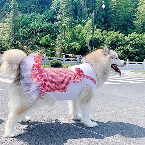 Frühling Haustier Kleidung Plaid Welpen Hund Kleid Prinzessin Hunde Kostüm Große Hunde Kleidung Für Hund,rot,5XL von HUANSUN