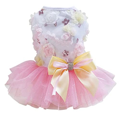 Frühling und Sommer Hund Kleid Haustier Hund Kleidung Hochzeitskleid Rock Welpen Kleidung Haustier Kleidung Zubehör Chihuahua,Rosa,S von HUANSUN