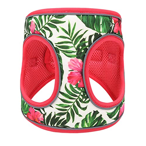 Gedrucktes Mesh Hundegeschirr Leine Set Verstellbares Nylon No Pull Haustier Hundegeschirr Weste Leinen Leinen für kleine mittelgroße Hunde,Rosa Geschirr,S von HUANSUN