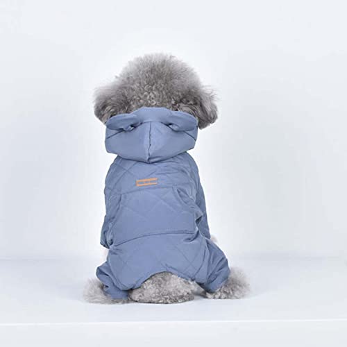 Gitterbär vierbeiniger Baumwollmantel Herbst und Winter warme Haustierkleidung Teddy Pommersche Katzen- und Hundekleidung,Blau,XXL von HUANSUN