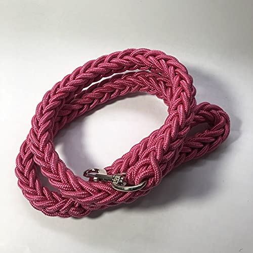 HUANSUN 1,2 M Länge Großer Hund Handgestrickte Leine Nylon Seil Eisen Schnalle Haustier-Zugseil Für Hunde großer Rassen Haustier-Zugseil, Rosa, M von HUANSUN