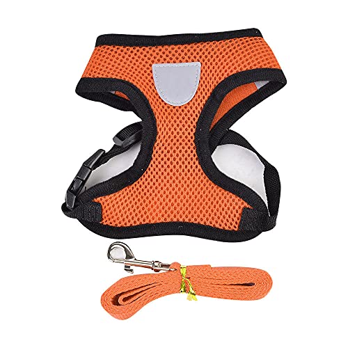 HUANSUN Haustier Hundeleine Hundegeschirr Katzenleine Leine für kleine mittelgroße Hunde Brustgurt Weste Verstellbare Laufleine Hundezubehör,orange,XL von HUANSUN