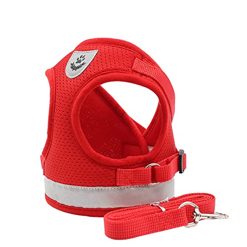 Haustier Brustgurt Weste Stil Hund Mesh Harness Reflektierend Atmungsaktives Hundesicherheitsseil Bulldog Harness Walking Leine,Rot,XL von HUANSUN