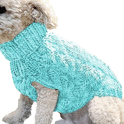 Haustier Hund Katze Warme Pullover Kleidung Winter Rollkragen Gestrickte Welpen Kleidung Hunde Weste Kleidung,Blau,XL von HUANSUN