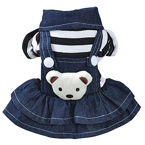 Haustier Hund Kleidung Striped Fashion Cat Strap Denim Rock Kleider Kleidung Nettes Kleid,Schwarz,XL von HUANSUN