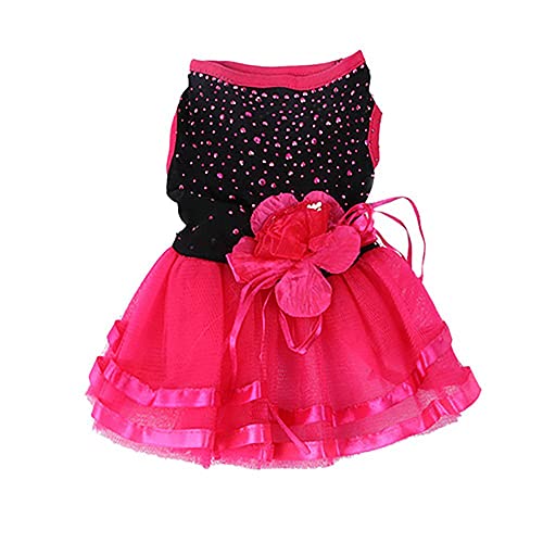 Haustier Hund Rose Blume Gaze Kleid Rock Welpen Katze Prinzessin Kleidung Bekleidung,S von HUANSUN